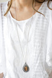 Total Tranquility - Silver and Brown Teardrop Moonstone Long Necklace