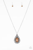 Total Tranquility - Silver and Brown Teardrop Moonstone Long Necklace