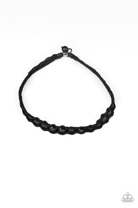 Track Tracker - Black - Brown Leather Braided Urban Choker Necklace