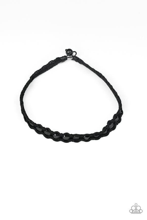 Track Tracker - Black - Brown Leather Braided Urban Choker Necklace