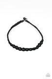 Track Tracker - Black - Brown Leather Braided Urban Choker Necklace