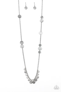 Trailblazing Trinket - Silver Floral Stamped Discs Long Necklace