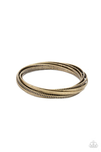 Trending in Tread - Brass, Silver Etched in a Tread-Like Pattern Bangle bracelets