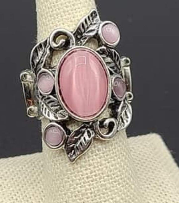 Tropical Dream - Pink Moonstone Wide Band Ring