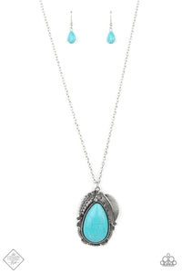 Tropical Mirage - Blue Feather Long Necklace. Fashion Fix Necklace May 2021