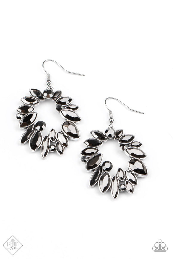 Try as I Dynamite - Silver/Hematite Gems Fishhook Earrings - Fashion Fix Earrings