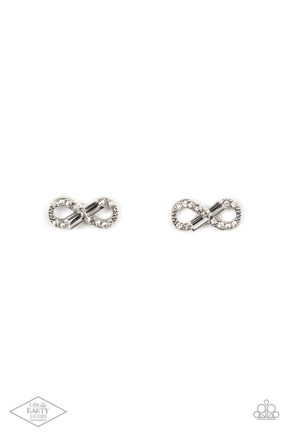 Turn of the Century - White Rhinestones Infinity Post Earrings - LOP Earrings