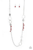 Unapologetic Flirt - Pink - Purple - Red - Silver Beads with Heart Long Necklace