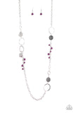 Unapologetic Flirt - Pink - Purple - Red - Silver Beads with Heart Long Necklace