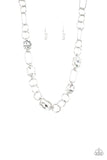 Urban District - White Assorted Shapes Glittery Rhinestones Short Necklace