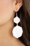 Vacation Glow - Rose Gold Frames with White Shell-Like Hexagon inside Fishhook Earrings