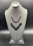 Venturous Vibes - Black - Blue - Silver Cascade Silver Chains Short Necklace. Fashion Fix Exclusive June 2020