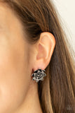 Water Lily Love - Silver Antiqued Layered Petals Bloom Post Earrings