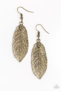 We Gatherer Together - Brass Leaf Fishhook Earrings