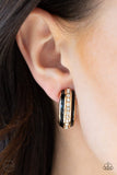 Wealthy Living - Gold Frame White Rhinestones Clip-On Earrings