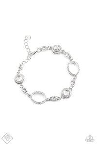 Wedding Day Demure - White Rhinestones Silver Clasp Bracelet - Fashion Fix Bracelet Nov. 2020