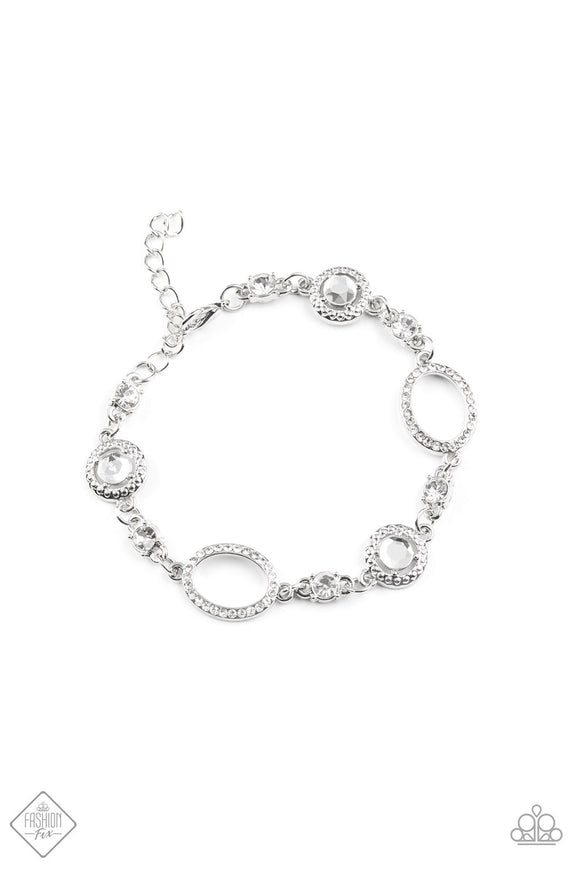 Wedding Day Demure - White Rhinestones Silver Clasp Bracelet - Fashion Fix Bracelet Nov. 2020