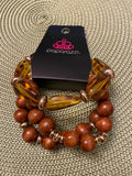 Wuild Mannered - Gold/Brown Wooden Stretchy Bracelet - Fashion Fix Exclusive - June 2022