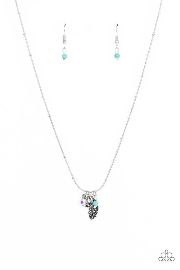 Wildly WANDER-ful - Blue Feather Short Necklace