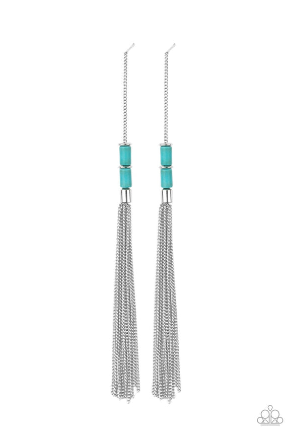 Windblown - Blue Tassel Post Earrings