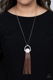 Winslow Wanderer - Blue/Turquoise - White Stone Attached to leather Tassels long Necklace