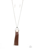 Winslow Wanderer - Blue/Turquoise - White Stone Attached to leather Tassels long Necklace