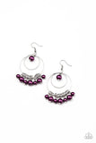 New York Attraction - Pink, White, Green, Gold, and Purple Pearls Dangle from Silver Hoop Fishhook Earrings. Fashion Fix Earrings