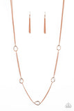 Teardrop Timelessness - Rose Gold - Copper - Brass Chain with White Glassy Teardrops Long Necklace