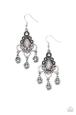 Southern Expressions - Silver - Yellow Stones Floral Stamped Discs Fishhook Earrings