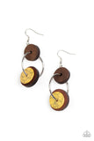 Artisanal Aesthetic - Blue/Brown and Yellow/Brown Wooden Fishhook Earrings