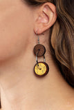 Artisanal Aesthetic - Blue/Brown and Yellow/Brown Wooden Fishhook Earrings