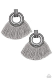 I Am Spartacus - Brass/White - Silver/Grey - Black Tassel Post Earrings