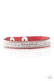 Babe Bling - Brass - Pink - Silver - Red Suede Glittery Rhinestones and Chains Skinny Snap Wrap bracelet