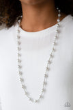 Behind the Scenes - Silver Dainty Pearls Long Necklace