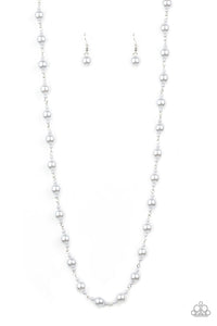 Behind the Scenes - Silver Dainty Pearls Long Necklace