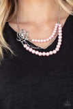 Fabulously Floral - Pink Pearls Silver Airy Floral Frame Short Necklace