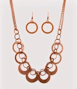 In Full Orbit - Copper - Rose Gold Hoops Link Short Necklace