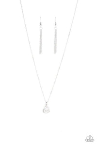 Turn on the Charm - White Cubic Zirconia Silver Heart Word "Love" Dainty Short Necklace