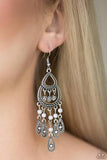 Eastern Excursion - Black - Silver Dainty Beads Silver Teardrop Fish Hook Earrings