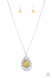 Modern Majesty - Green and Yellow Teardrop Moonstone Long Necklace