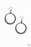 Modern Shimmer - Black/Gunmetal hammered Thick Hoop with a Metallic Finish Fishhook Earrings