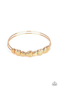 Totally Tenderhearted - Gold Heart Bangle Bracelet