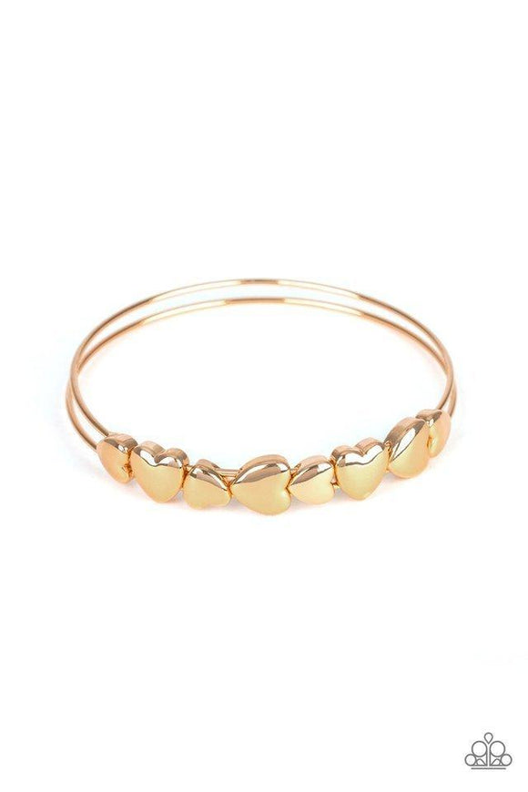 Totally Tenderhearted - Gold Heart Bangle Bracelet