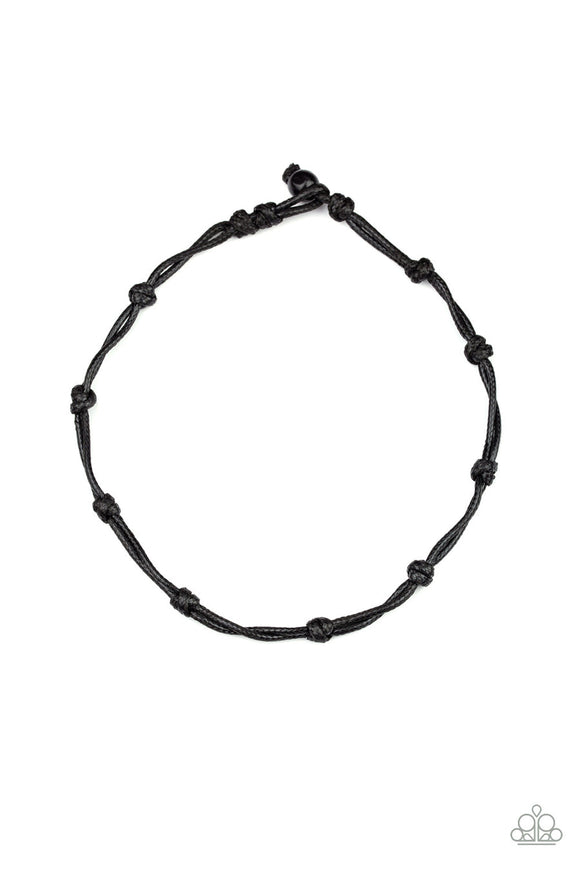 In or Scout - Black Shiny Cording Knotted Short Urban Necklace