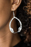 Twist Me Round - Silver - Copper Hammered Twisting Teardrop Frame Fishhook Earrings