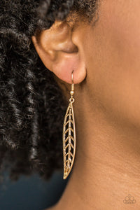 Feeling Feathery - Gold Brushed Feather Fishhook Earrings