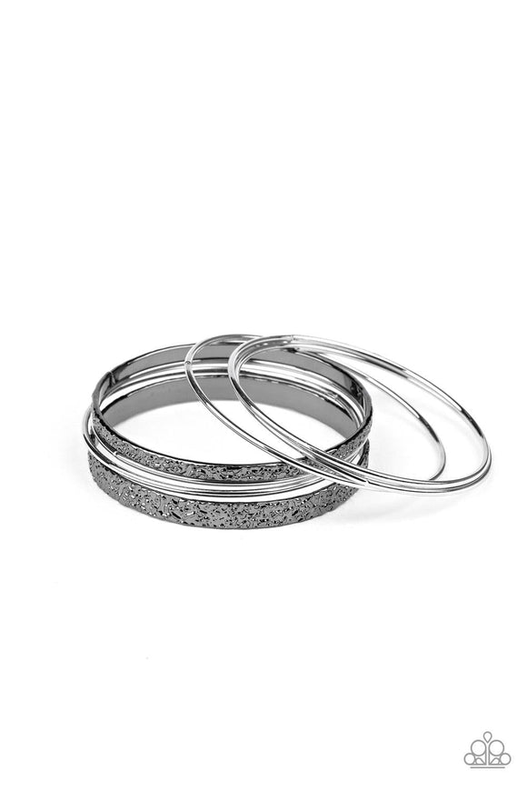 Full Circle - Multi Gunmetal/Silver Bangle Bracelets