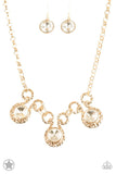 Hypnotized - Gold Oval Rings Short Necklace