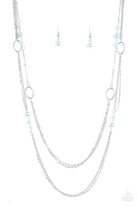 The New Girl in Town - Blue Pearly Beads Long Necklace