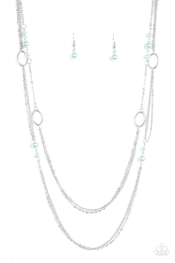 The New Girl in Town - Blue Pearly Beads Long Necklace